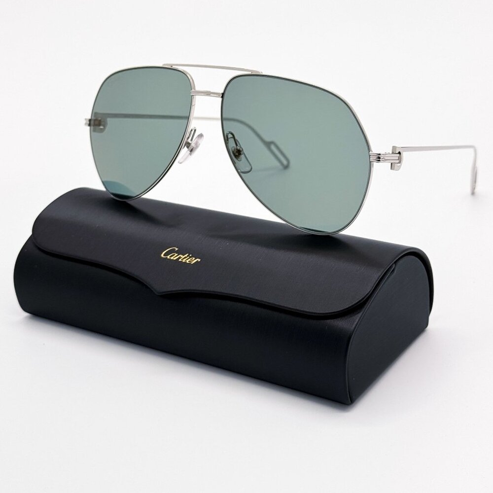 NEW CARTIER SUNGLASSES CT0110S 004 SILVER MEN EYEWEAR CARTIER